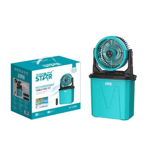 WINNING STAR ST-4106 10 İNÇ ŞARJ EDİLEBİLİR UZAKTAN KUMANDALI SULU DIŞ MEKAN VANTİLATÖRÜ