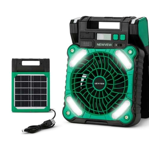 NEWVEW NV-U01 5200MAH SOLAR ŞARJ EDİLEBİLİR LED IŞIKLI VANTİLATÖR