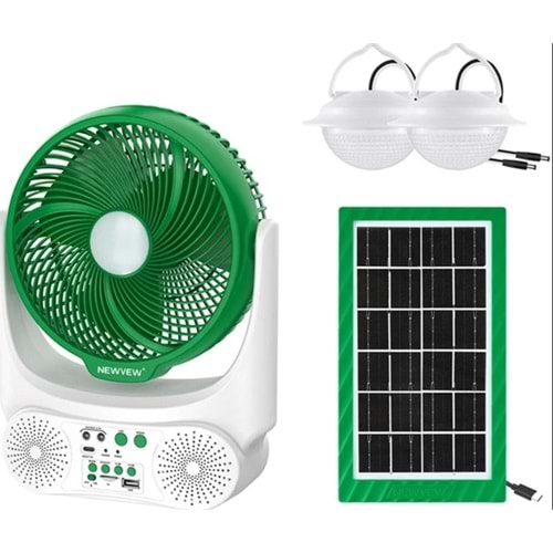 NEWVEW NV-U09 8 İNÇ HOPARLÖRLÜ SOLAR ŞARJ EDİLEBİLİR MASAÜSTÜ VANTİLATÖR