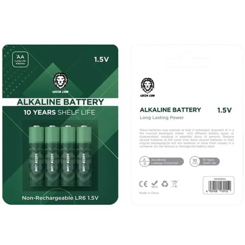 GREEN LION ALKALİN PİL AA 4'LÜ PAKET YEŞİL - GNAKBAA
