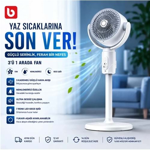 F1 AYAKLI ŞARJLI VANTİLATÖR