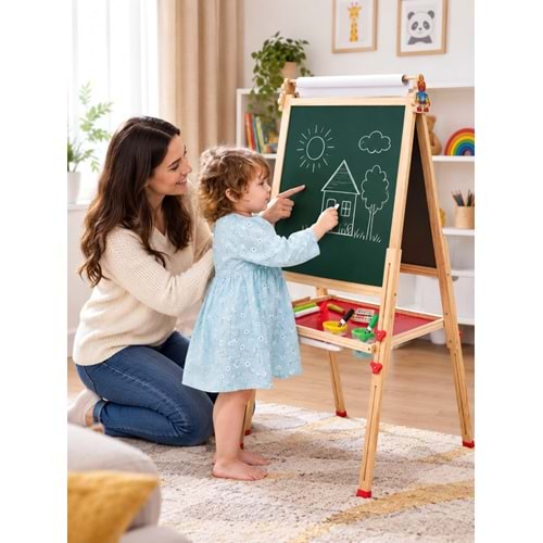 AHŞAP ÇİFT YÖNLÜ RULO YAZI TAHTASI 9413-8