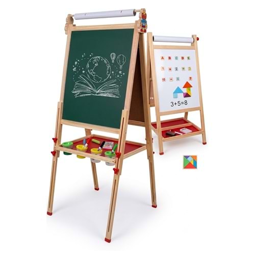 AHŞAP ÇİFT YÖNLÜ RULO YAZI TAHTASI 9413-8