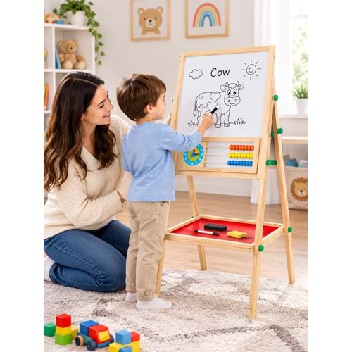 AHŞAP ÇİFT YÖNLÜ YAZI TAHTASI 9413-1