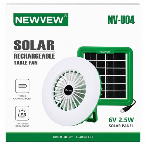 NEWVEW NV-U04 SOLAR ŞARJLI MASA VANTİLATÖR