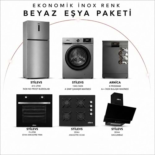STİLEVS BEYAZ EŞYA PAKET EKONOMİK PAKET İNOX RENK