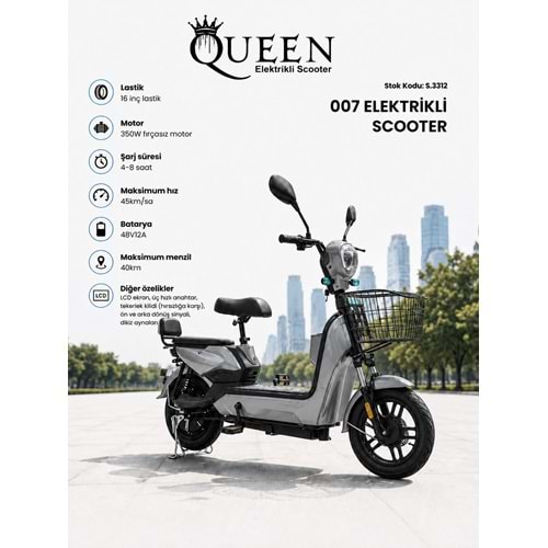 QUEEN 007 ELEKTRİKLİ MOTOR GRİ