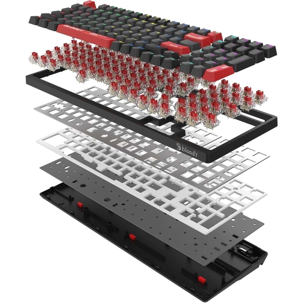 BLOODY WS98 MEKANİK RED SWİTCH RGB ANTİ-GHOSTİNG KABLOLU GAMİNG KLAVYE