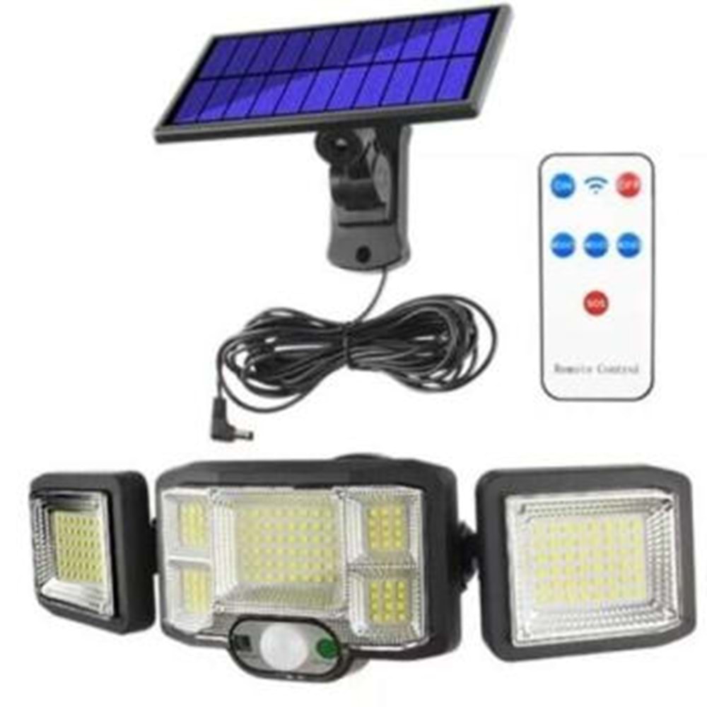 JD SOLAR SENSOR LİGHT JD-2192A UZAKTAN KUMANDALI KABLOLU ÜÇLÜ LED IŞIK