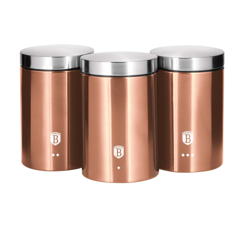BERLİNGERHAUS BH-6720 MUTFAK SAKLAMA KABI SET 3 PARÇA ROSE GOLD