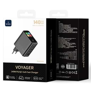 G028 WİWU 140W AKILLI EKRANLI GAN ŞARJ CİHAZI 3C 1A