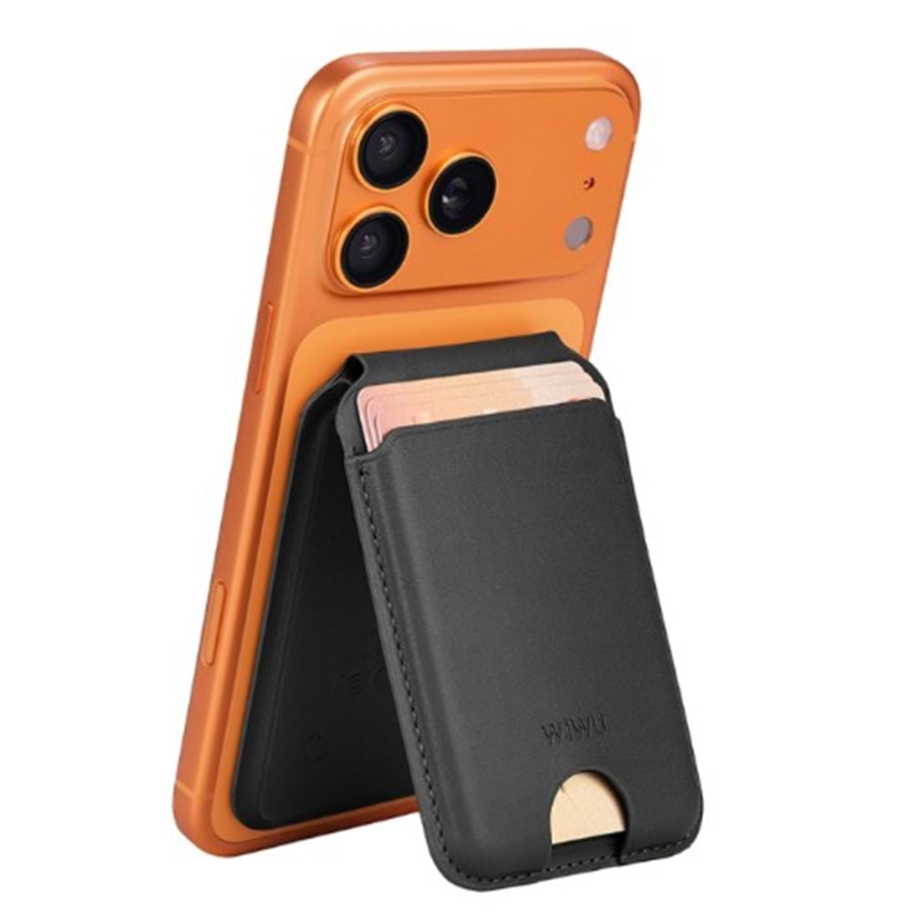 MW007P WİWU MAGSAFE ŞARJ UYUMLU GPS ÖZELLİKLİ KARTLIK - BLACK