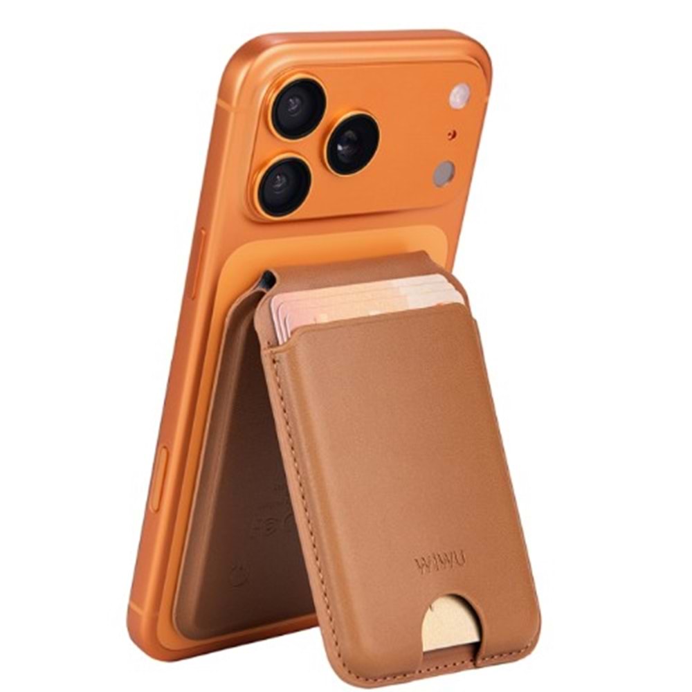 MW007P WİWU MAGSAFE ŞARJ UYUMLU GPS ÖZELLİKLİ KARTLIK - ORANGE