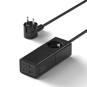 S004 WİWU GAN TECH 2 TYPE-C VE 2 USB-A PRİZ 100W 150CM