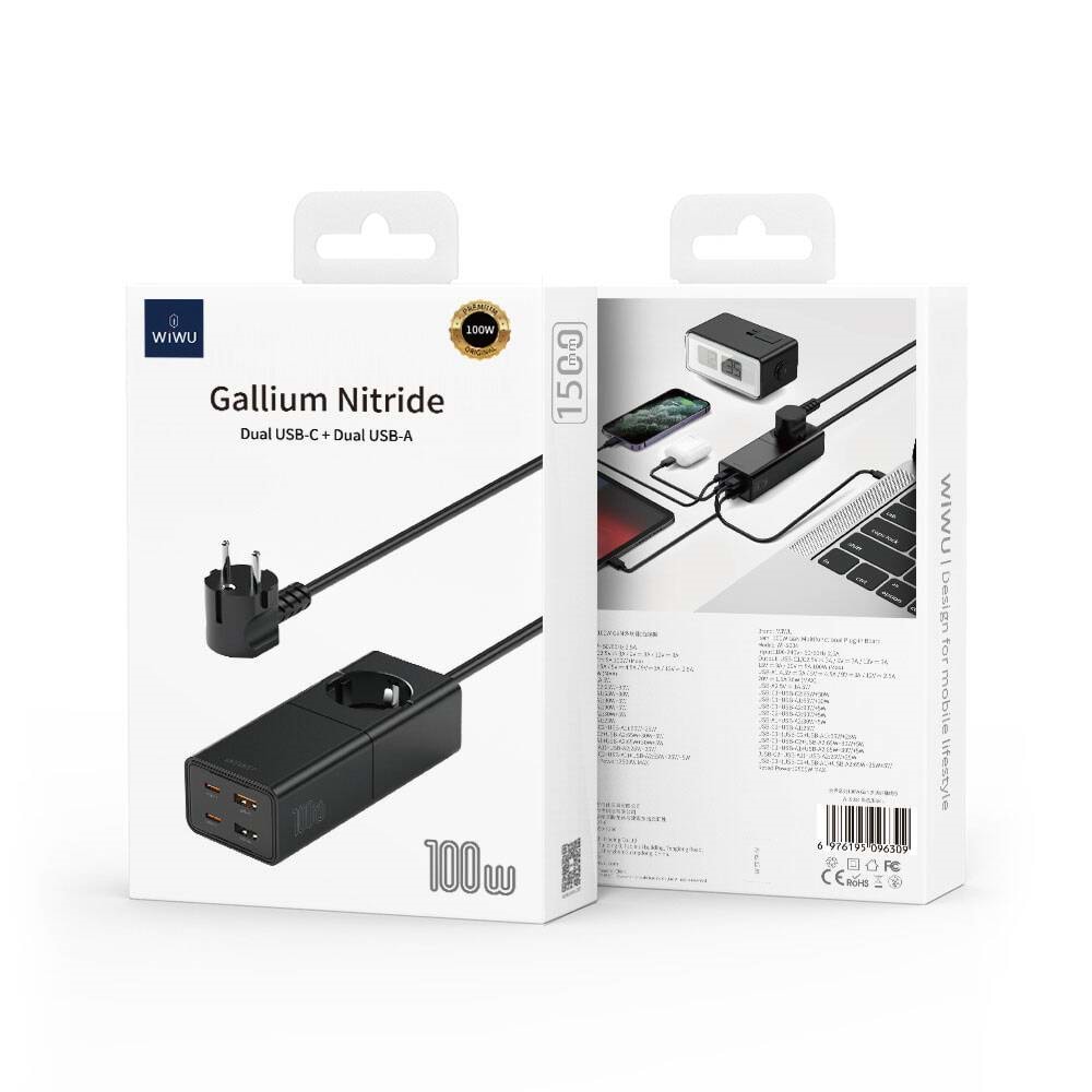 S004 WİWU GAN TECH 2 TYPE-C VE 2 USB-A PRİZ 100W 150CM