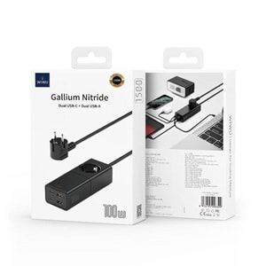 S004 WİWU GAN TECH 2 TYPE-C VE 2 USB-A PRİZ 100W 150CM