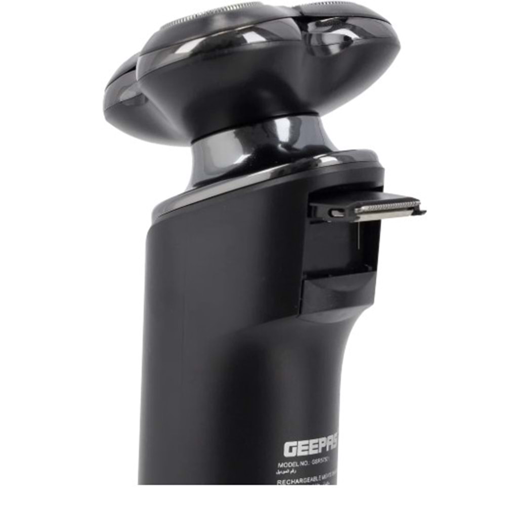 GEEPAS GSR57501 ŞARJLI ERKEK TIRAŞ MAKİNESİ - DÖNER BAŞLIKLI ISLAK KURU KULLANIM - LED EKRANLI VE USB ŞARJLI - GRİ