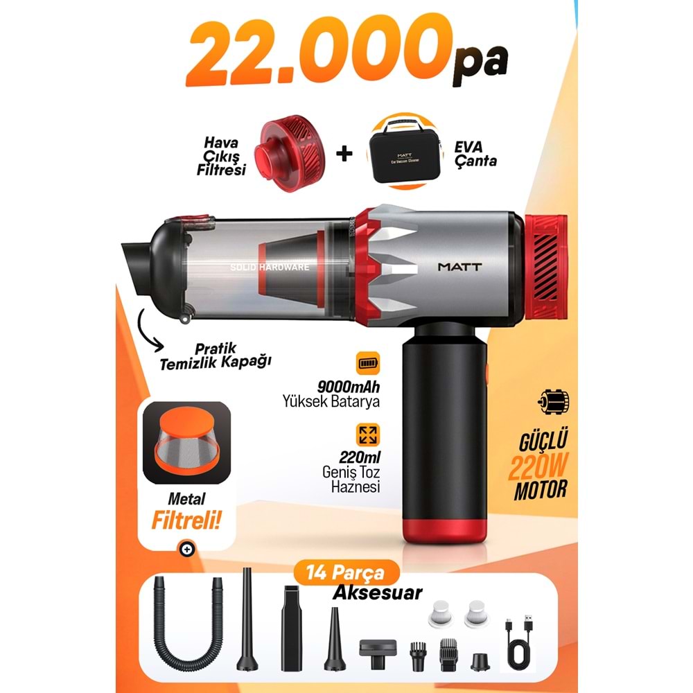 MATT 22KPA ARAÇ İÇİ ELEKTRİKLİ SÜPÜRGE MCV22