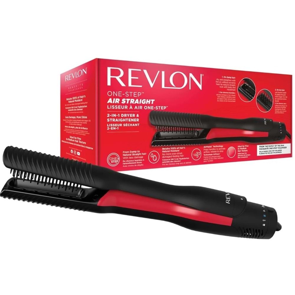 REVLON ONE-STEP AIR STRAIGHT 2'Sİ 1 ARADA SİYAH SAÇ KURUTMA VE DÜZLEŞTİRİCİ RVDR5330UK