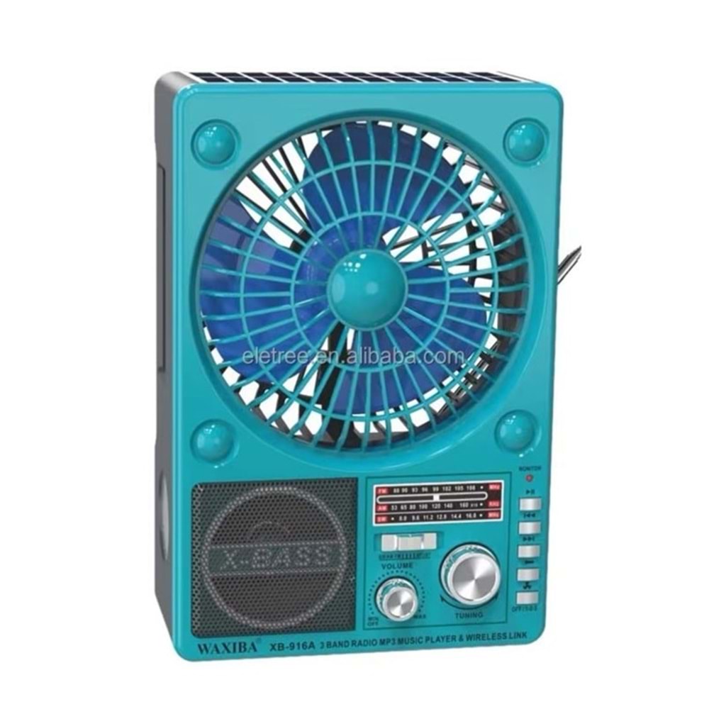 NEWVEW NV-9226 SOLAR BLUETOOTH HOPARLÖRLÜ ŞARJ EDİLEBİLİR VANTİLATÖR