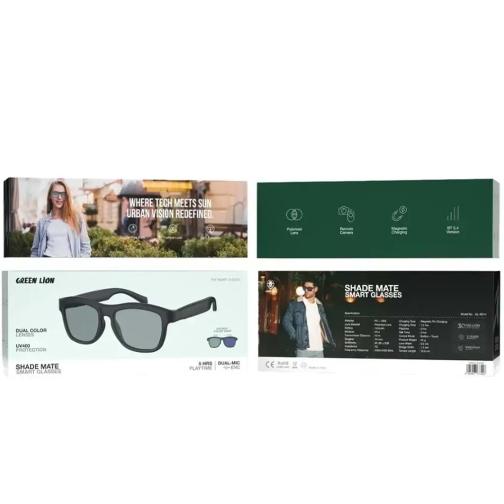 GREEN LION SHADE MATE AKILLI GÖZLÜK SİYAH - GNSG14GLASBK
