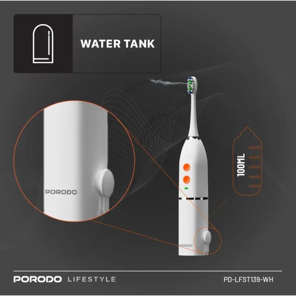 PORODO ŞARJLI DİŞ FIRÇASI VE AĞIZ DUŞU SETİ BEYAZ - PD-LFST139-WH