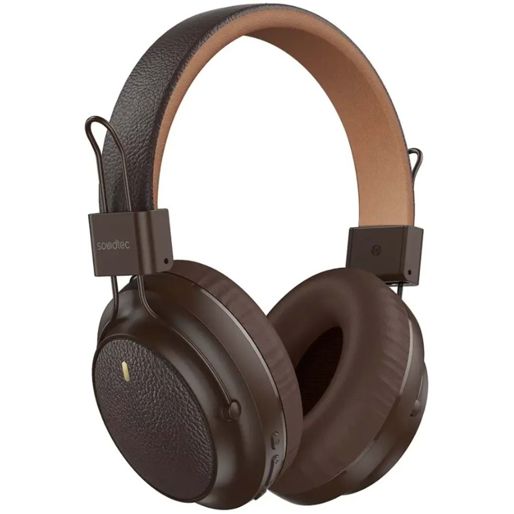 PORODO DERİ TASARIM BLUETOOTH KULAK ÜSTÜ KULAKLIK KAHVERENGİ - PDSTCYZ18BR