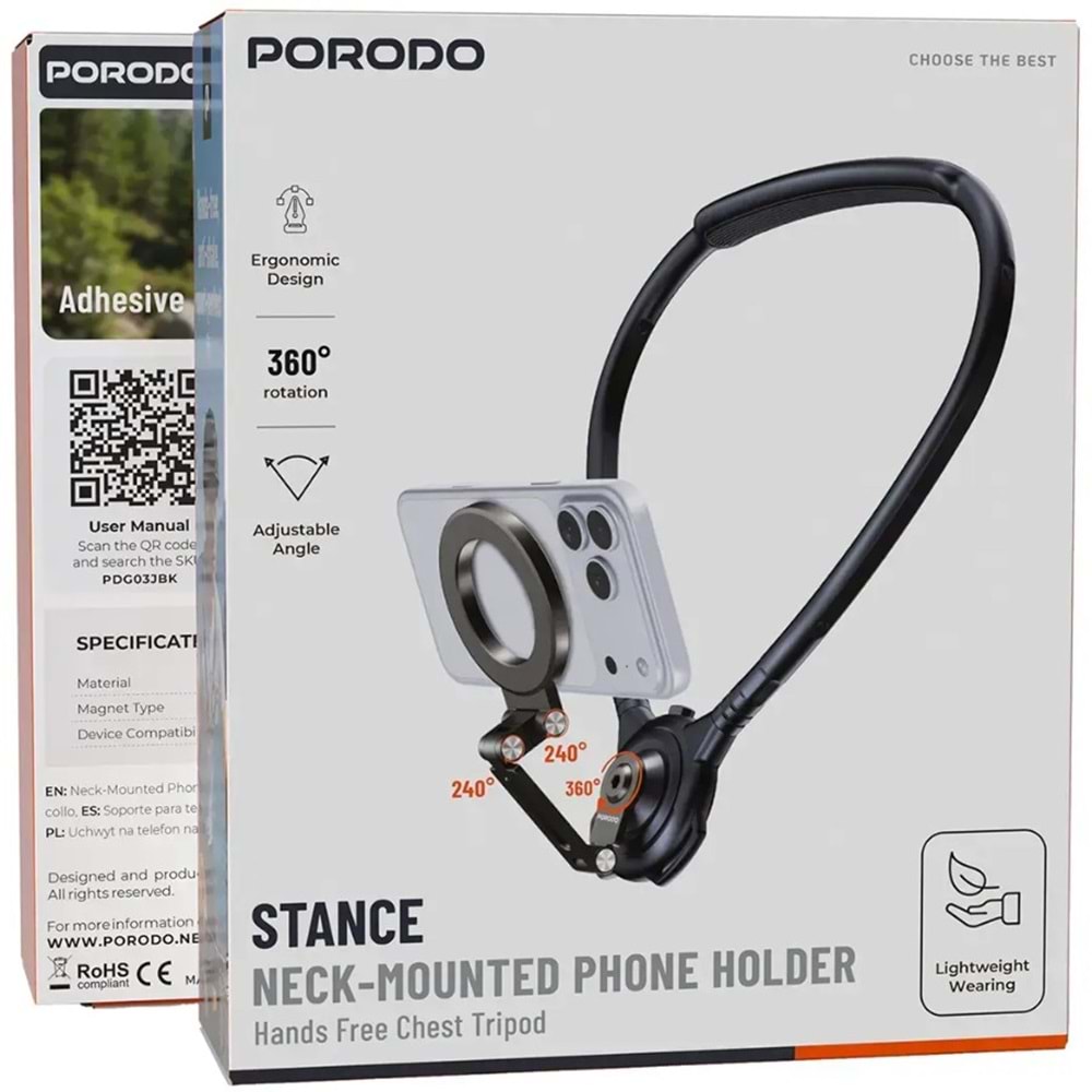 PORODO STANCE MAGSAFE BOYUN TELEFON TUTUCU SİYAH - PDG03JBK