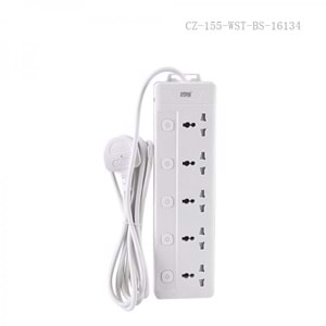 WINNING STAR ST-4035 2000W 3 METRE 5'Lİ EVRENSEL PRİZ 5 AYRI ANAHTARLI UK/BS FİŞLİ ÇOKLU UZATMA KABLOSU