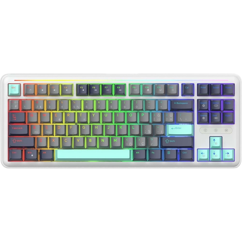 GAMEPOWER ZOOM RGB KABLOLU MEKANİK BEYAZ GAMİNG KLAVYE