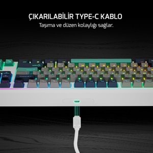 GAMEPOWER ZOOM RGB KABLOLU MEKANİK BEYAZ GAMİNG KLAVYE