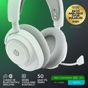 STEELSERIES ARCTIS NOVA 7X GEN 2 ÇOKLU PLATFORM KABLOSUZ GAMING OYUNCU KULAKLIĞI - BEYAZ