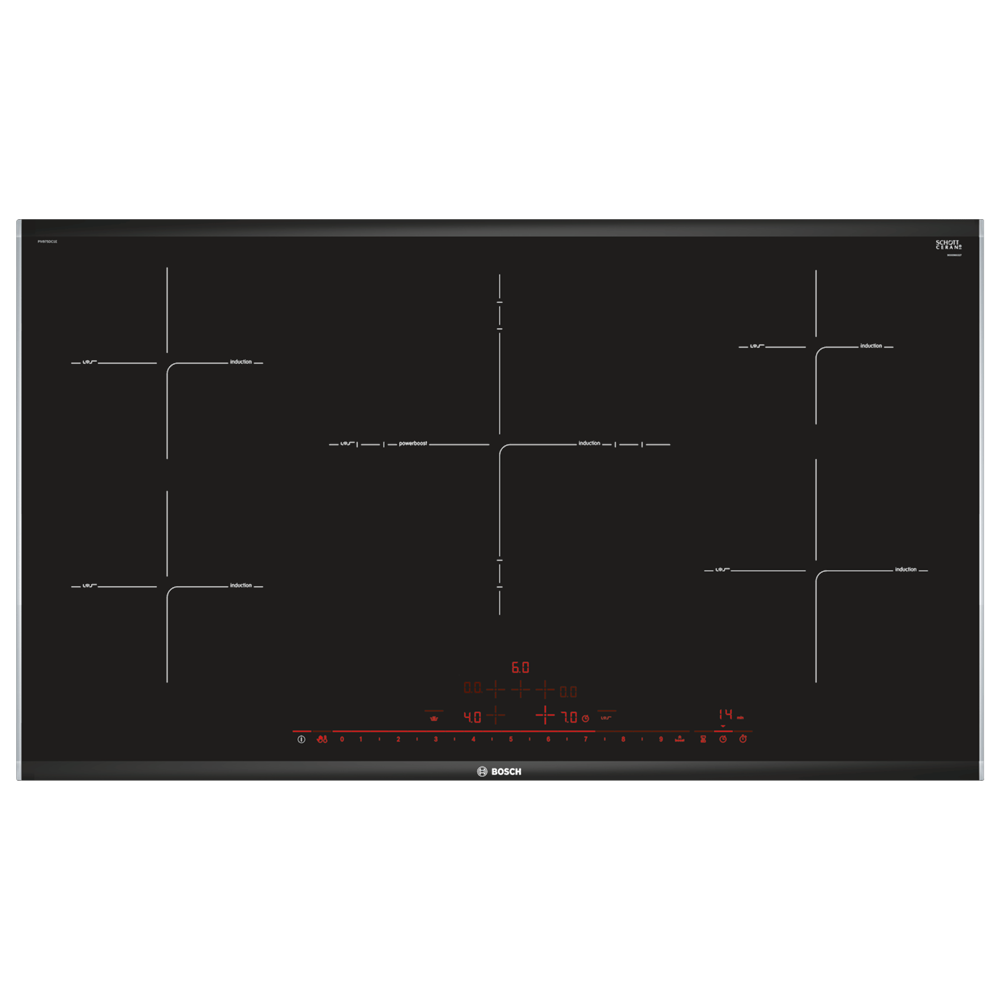 BOSCH PIV975DC1E İNDÜKSİYONLU 5 ELEKTRİKLİ SERAMİK DİJİTAL GÖSTERGE VE ÇOCUK EMNİYETLİ 90CM