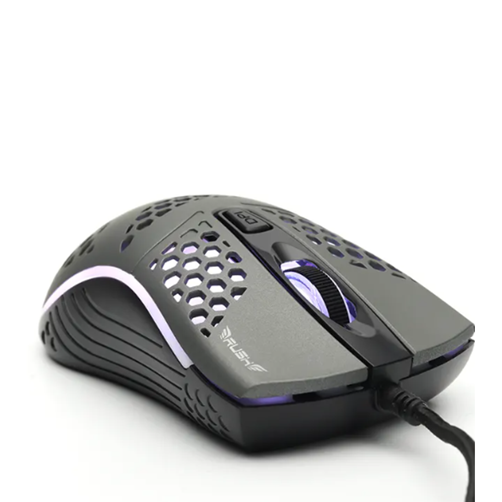 RUSH RGB 1600 DPI OYUNCU MOUSE GRİ RM02