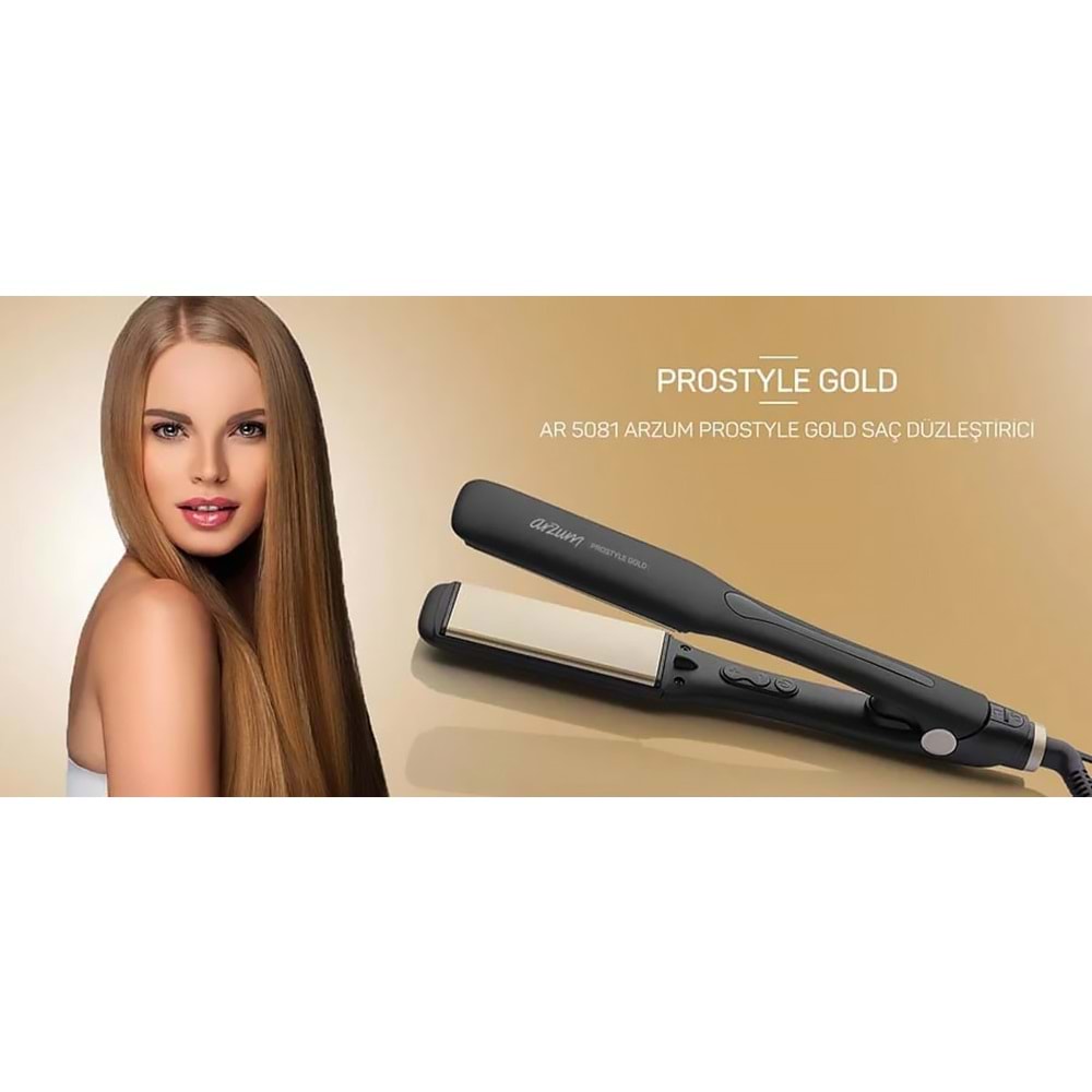 ARZUM AR5080 PROSTYLE GOLD İNCE SAÇ DÜZLEŞTİRİCİ-SİYAH