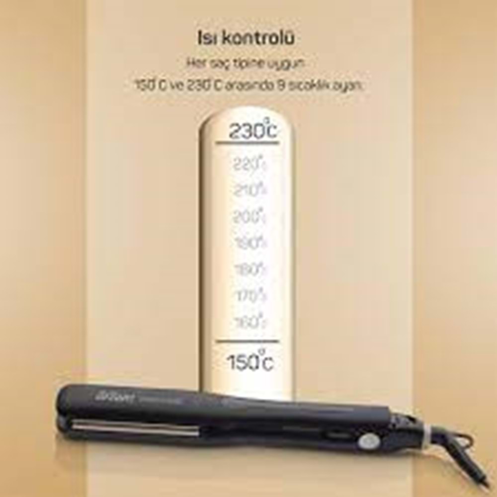 ARZUM AR5080 PROSTYLE GOLD İNCE SAÇ DÜZLEŞTİRİCİ-SİYAH