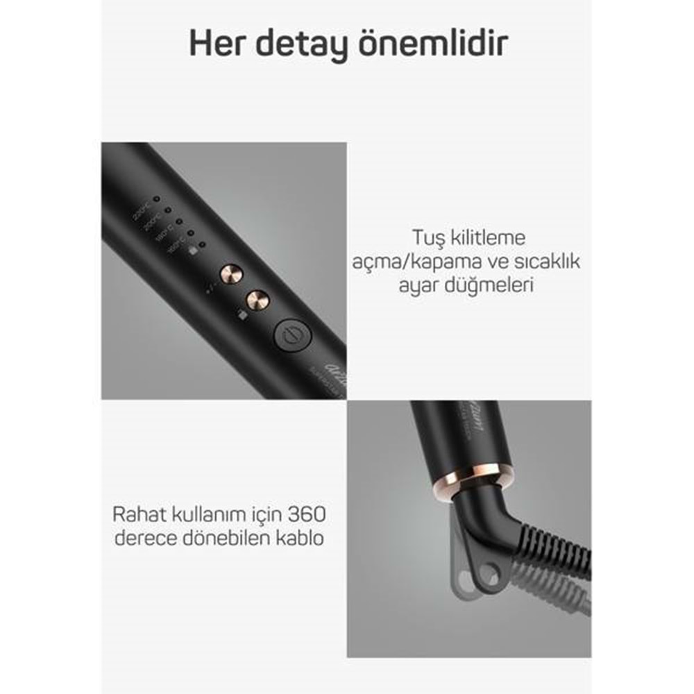 ARZUM SÜPERSTAR TOUCH SAÇ DÜZLEŞTİRİCİ FIRÇA SİYAH AR5068