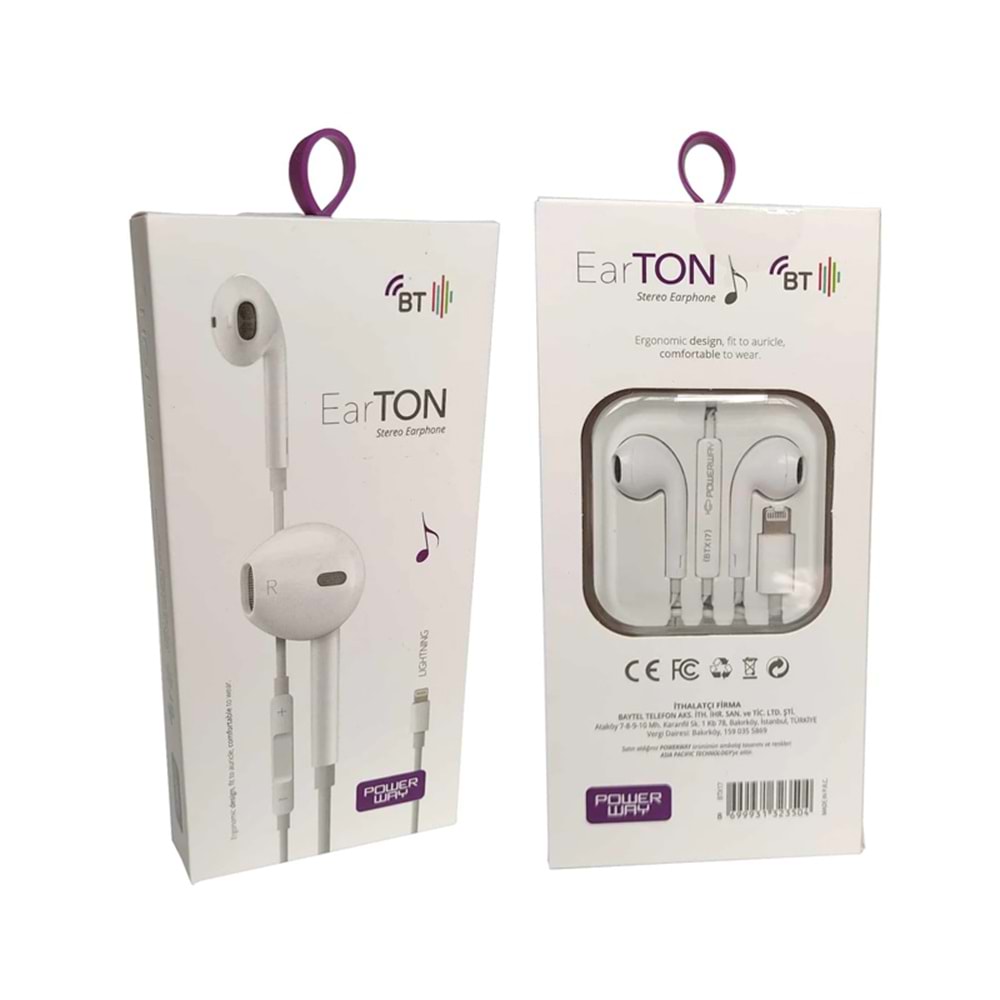 POWERWAY BTX17 EARTON KABLOLU İPHONE KULAKLIK