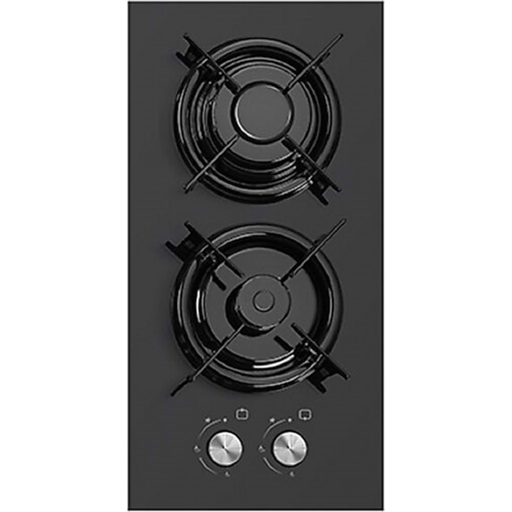 SİLVER/KUMTEL DOMİNO 2 GÖZ ANKASTRE SİYAH CAM OCAK C3-20F