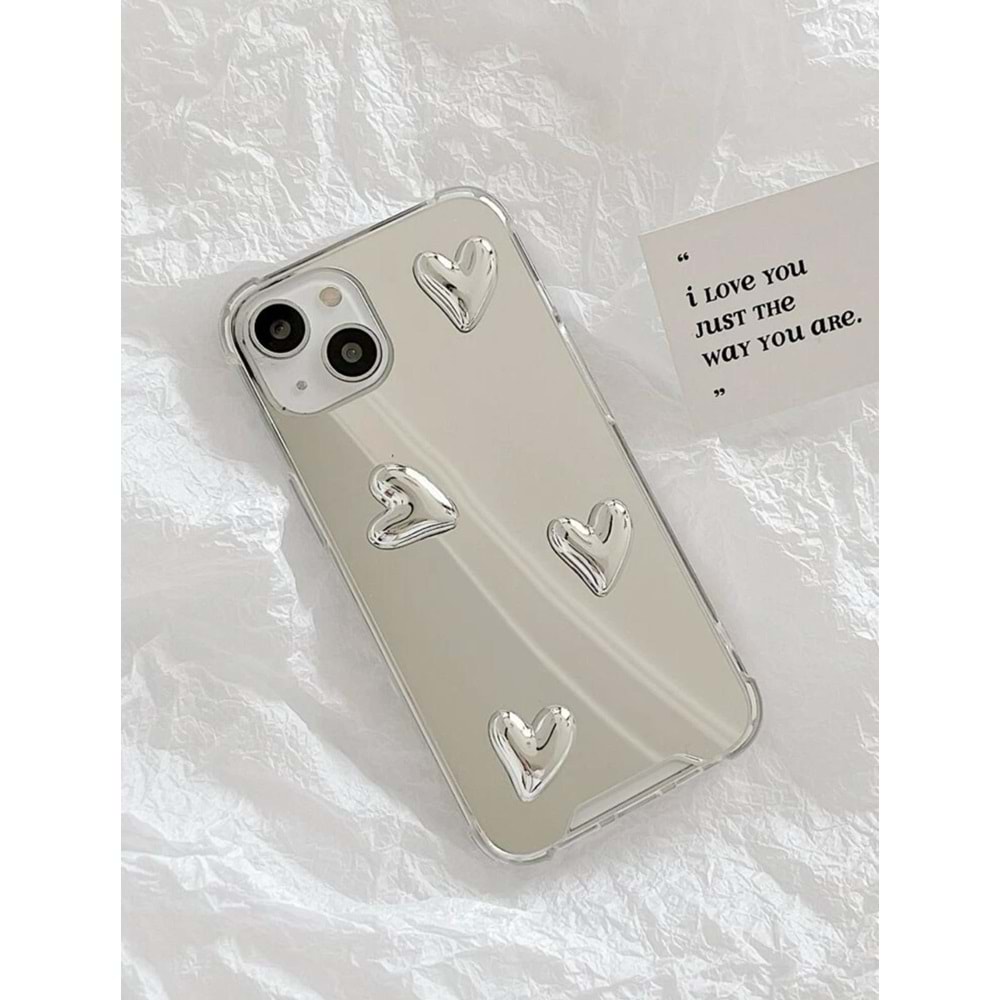 AYNALI KALP DİZAYN IPHONE 15 KILIF