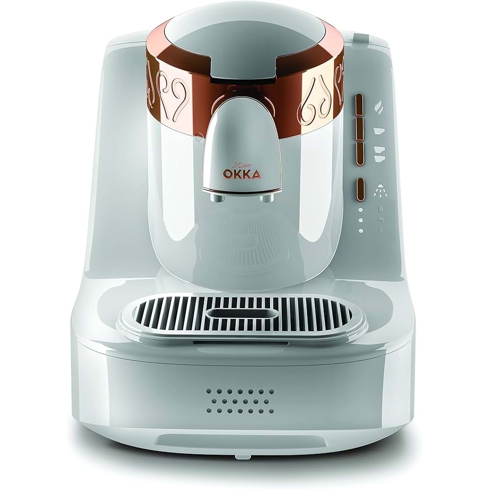 ARZUM SU HAZNELİ TÜRK KAHVE MAKİNESİ BEYAZ/BAKIR OK001