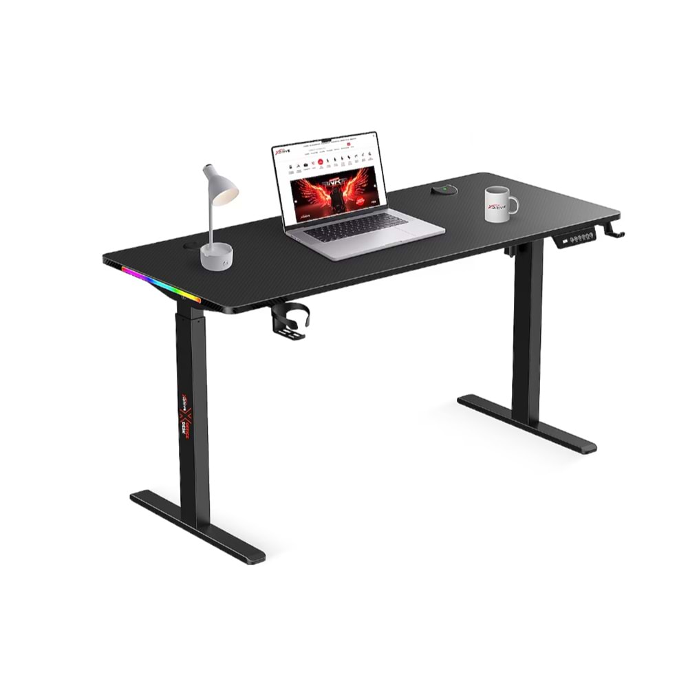 XDRİVE RÜZGAR YÜKSEKLİK AYARLI RGB OYUNCU & ÇALIŞMA MASASI SİYAH 140X60