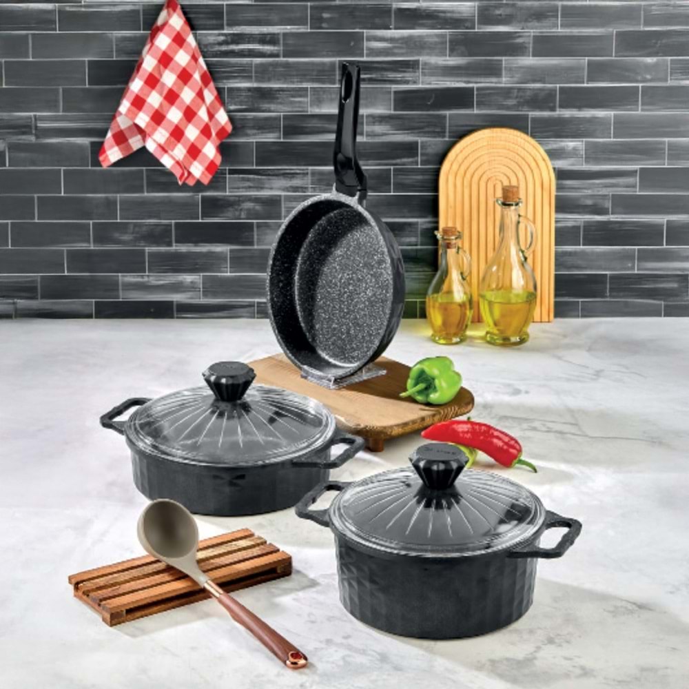 POLOCHEF CRYSTAL GRANİT DÖKÜM TENCERE SETİ 5 PARÇA CTS-105