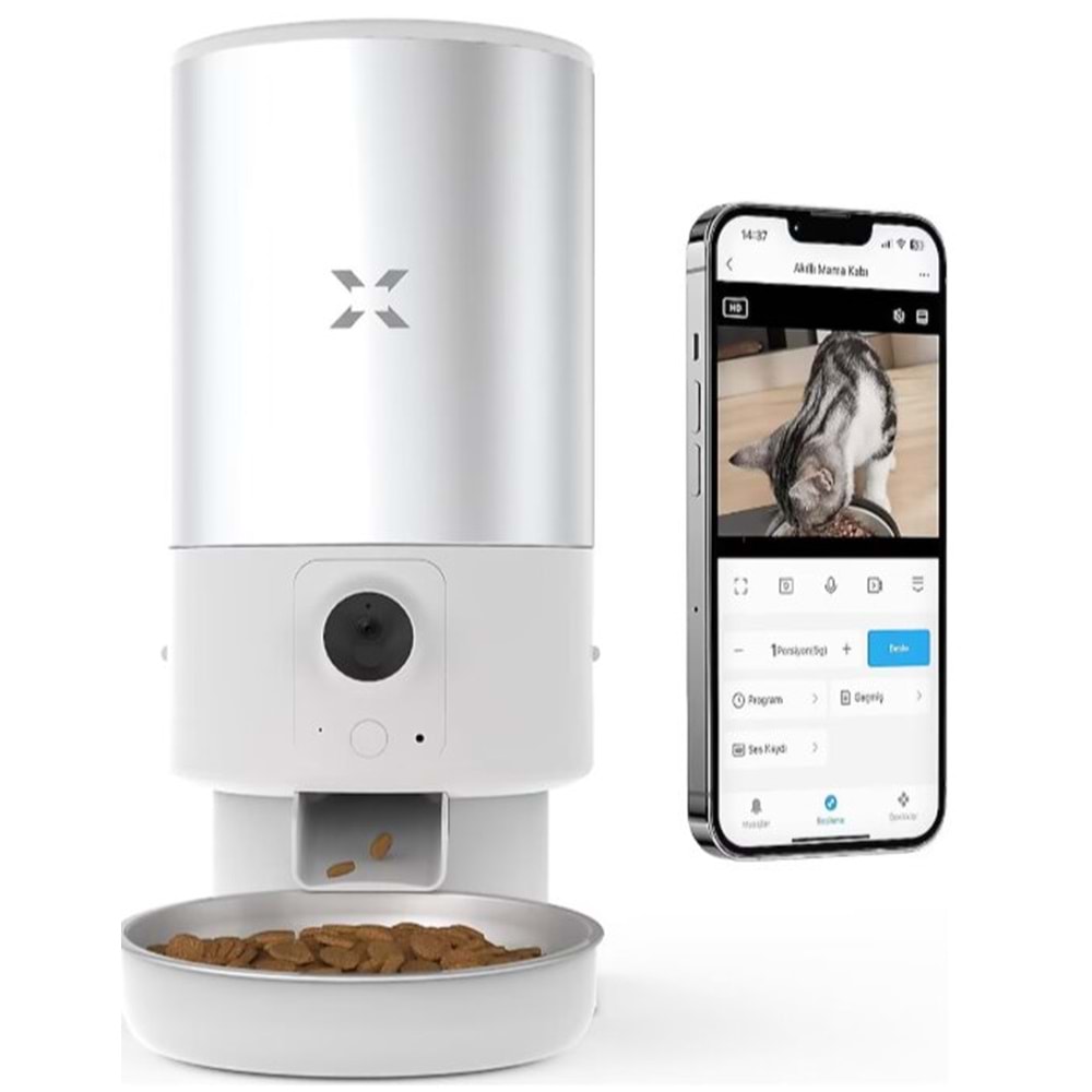 XENON SMART AKILLI ÇELİK MAMA KABI Wİ-Fİ UZAKTAN SESLİ VE KAMERA KONTROLLÜ X8605