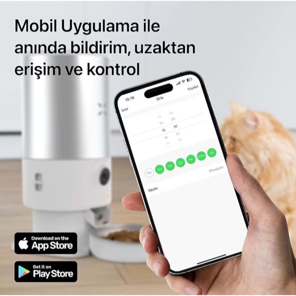 XENON SMART AKILLI ÇELİK MAMA KABI Wİ-Fİ UZAKTAN SESLİ VE KAMERA KONTROLLÜ X8605
