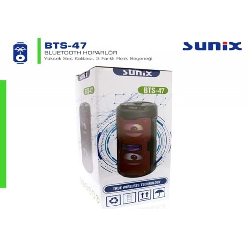 SUNİX BTS47 KABLOSUZ HOPARLÖR SES BOMBASI